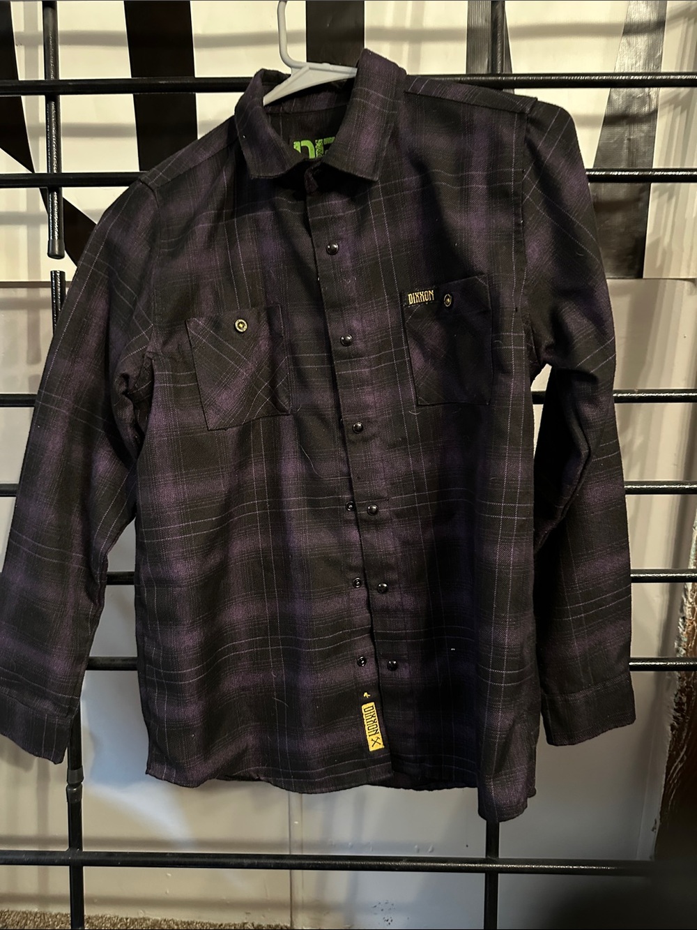DIXXON Black and Purple Plaid Button-Down Shirt